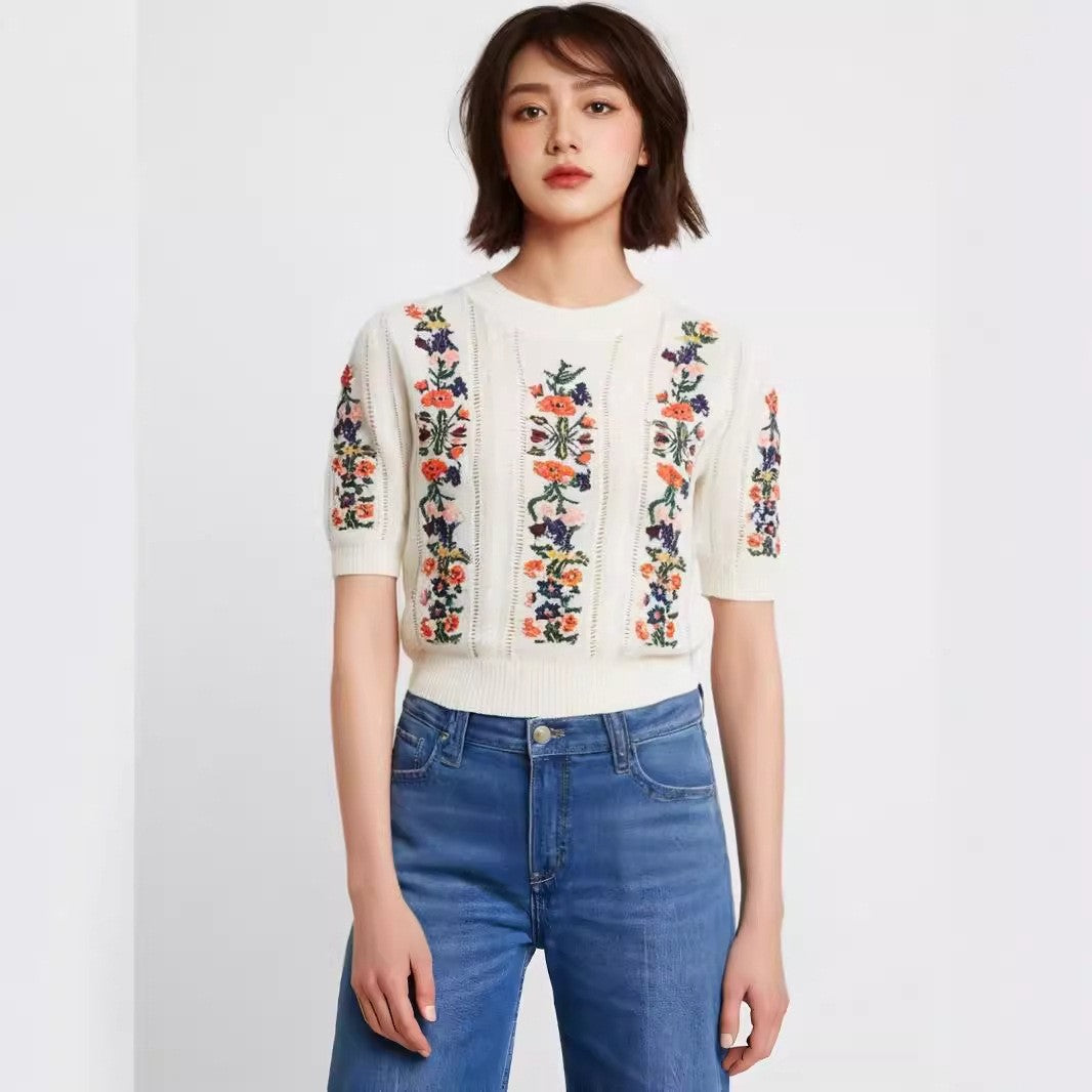 Eloria Embroidered Knitted Top