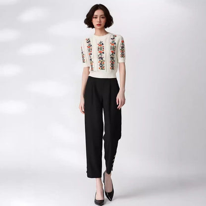 Eloria Embroidered Knitted Top