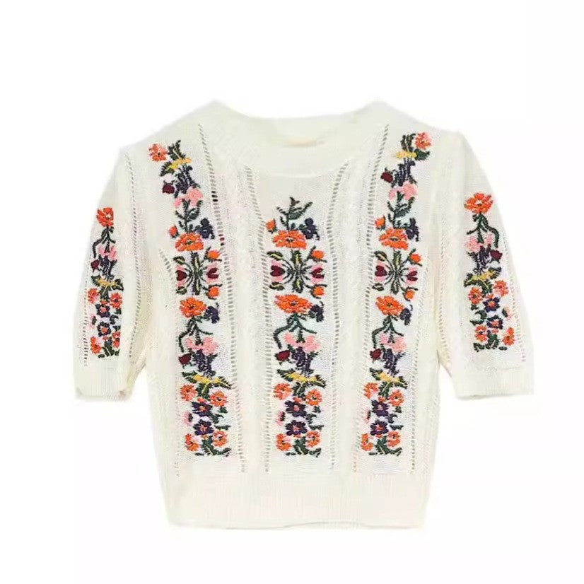 Eloria Embroidered Knitted Top