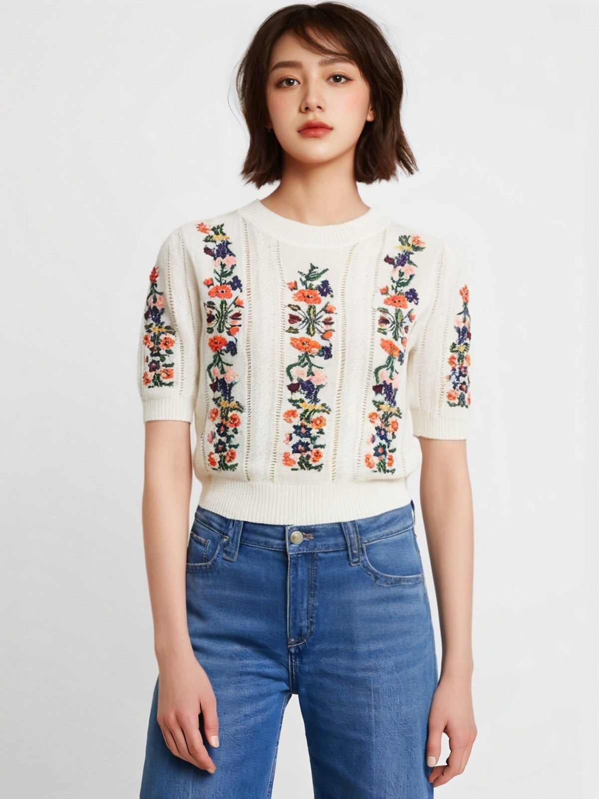 Eloria Embroidered Knitted Top
