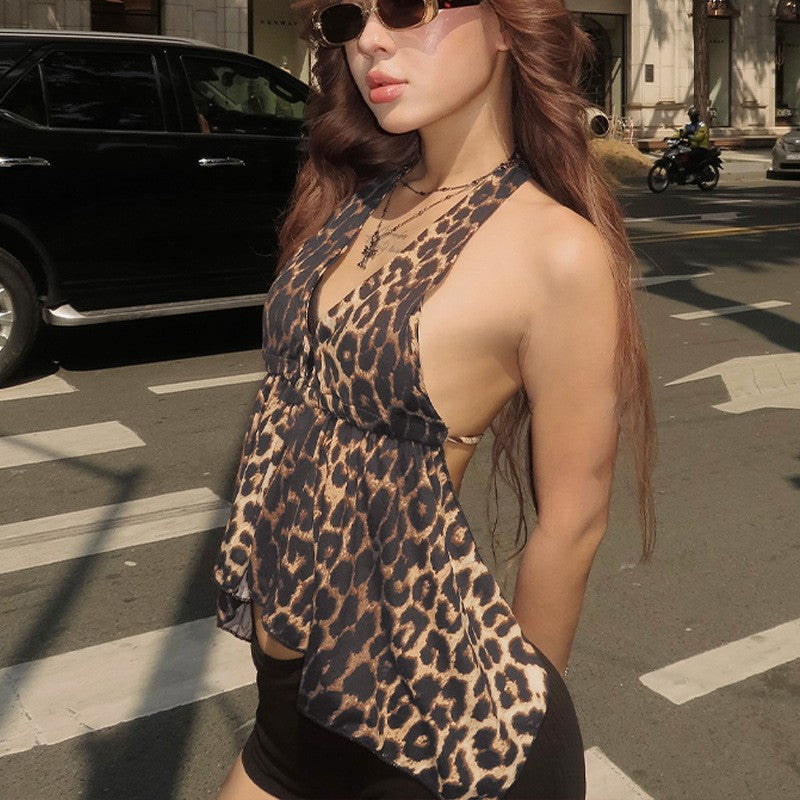 Kaia Leopard Halter Vest