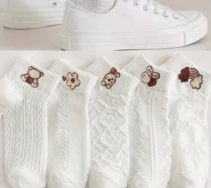 Mika Mid-Calf Smiley Socks _ 5 Pairs