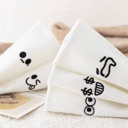 Mika Mid-Calf Smiley Socks _ 5 Pairs