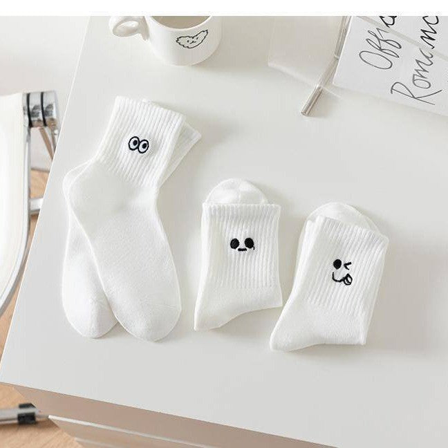 Mika Mid-Calf Smiley Socks _ 5 Pairs