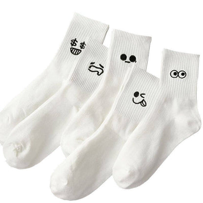 Mika Mid-Calf Smiley Socks _ 5 Pairs