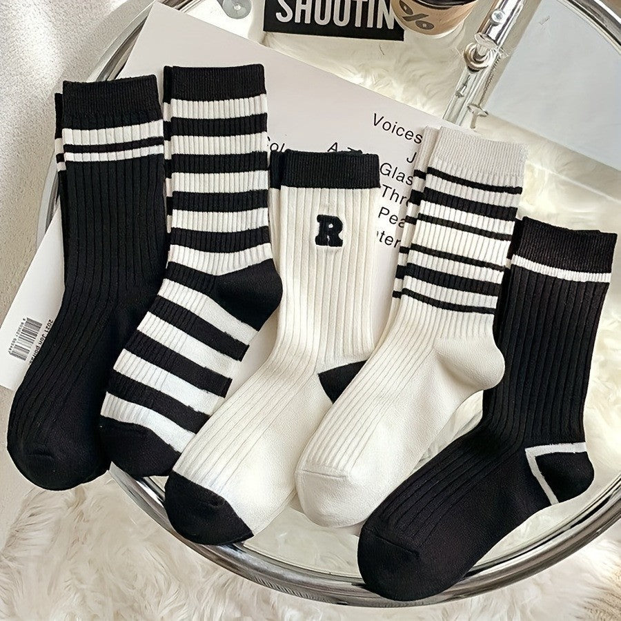 Mika Mid-Calf Smiley Socks _ 5 Pairs