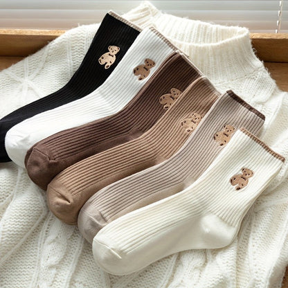 Mika Mid-Calf Smiley Socks _ 5 Pairs